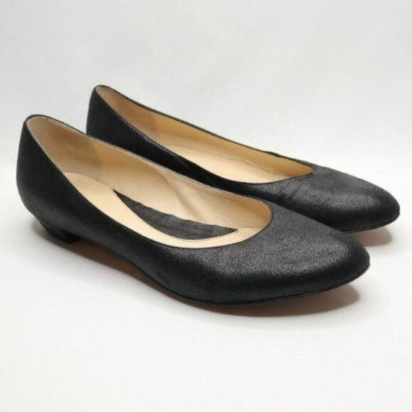 Faconnable Women's Size 7.5 Black Leather Slip On Almond Toe Flats - Picture 1 of 10